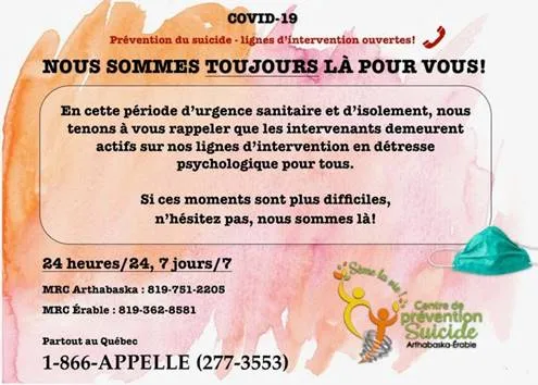 Prévention du suicide - lignes d'intervention ouvertes